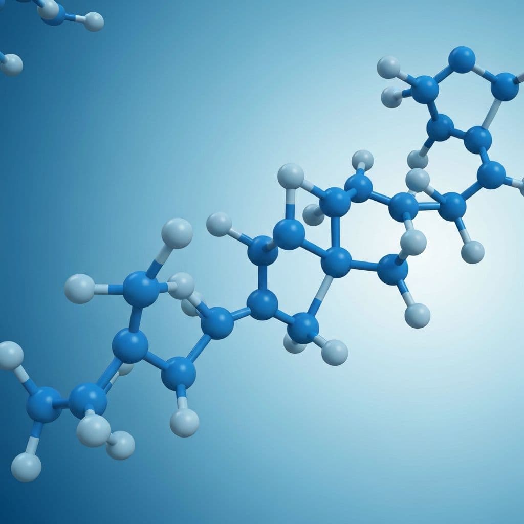 Amino acid molecular chain visualization representing adaptive system refinement