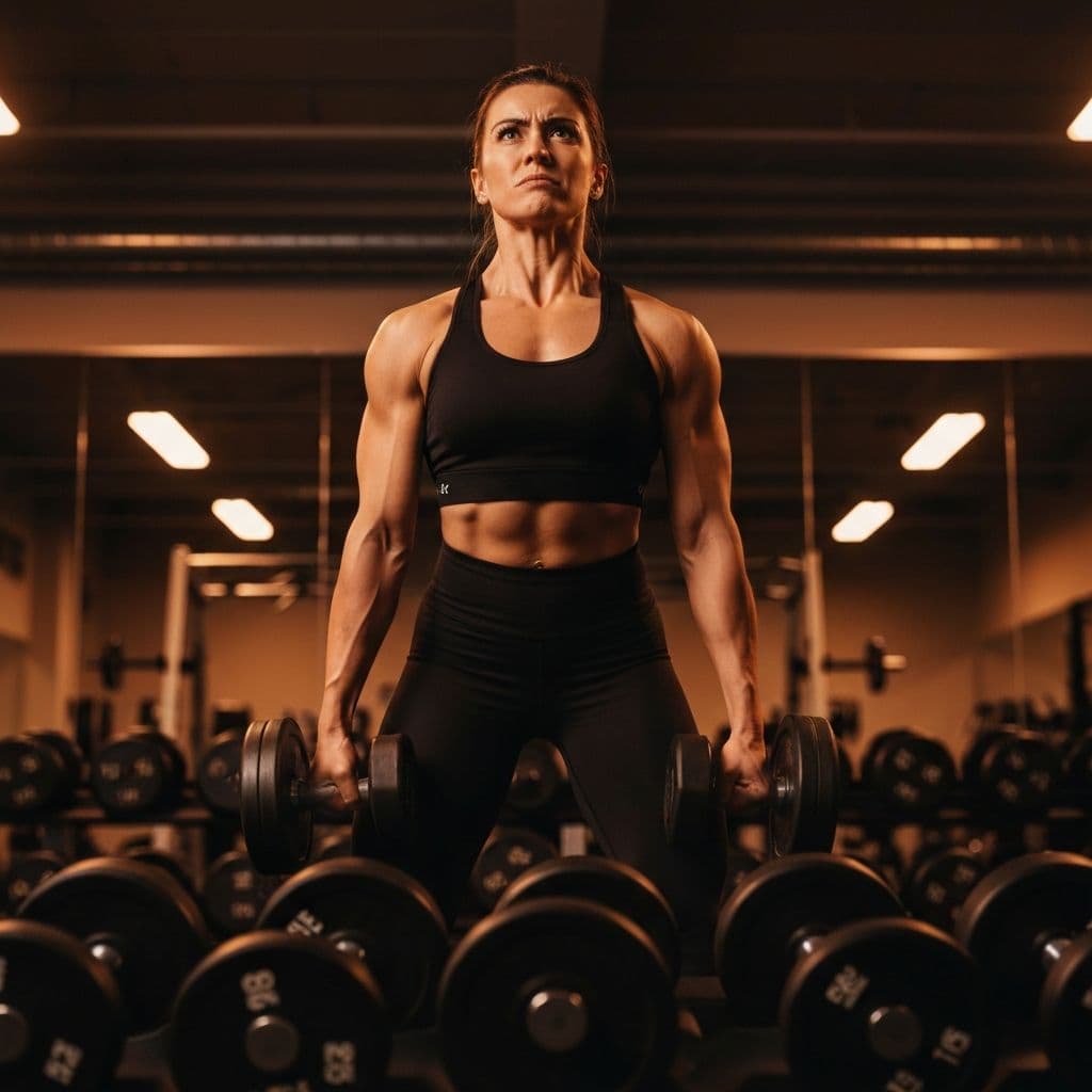 Dark gym setup with weights prepared for intense training