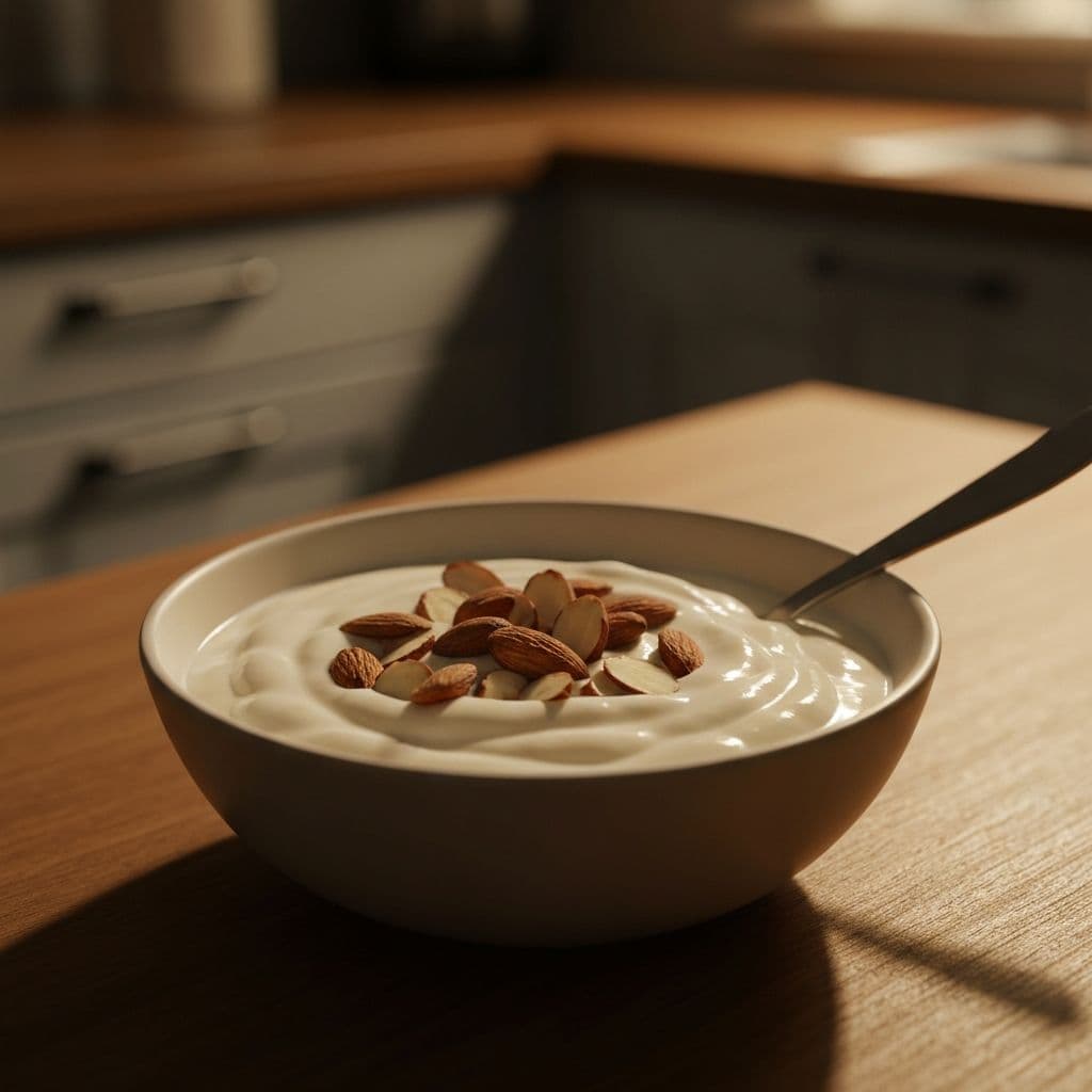 Greek yogurt and almonds for evening recovery