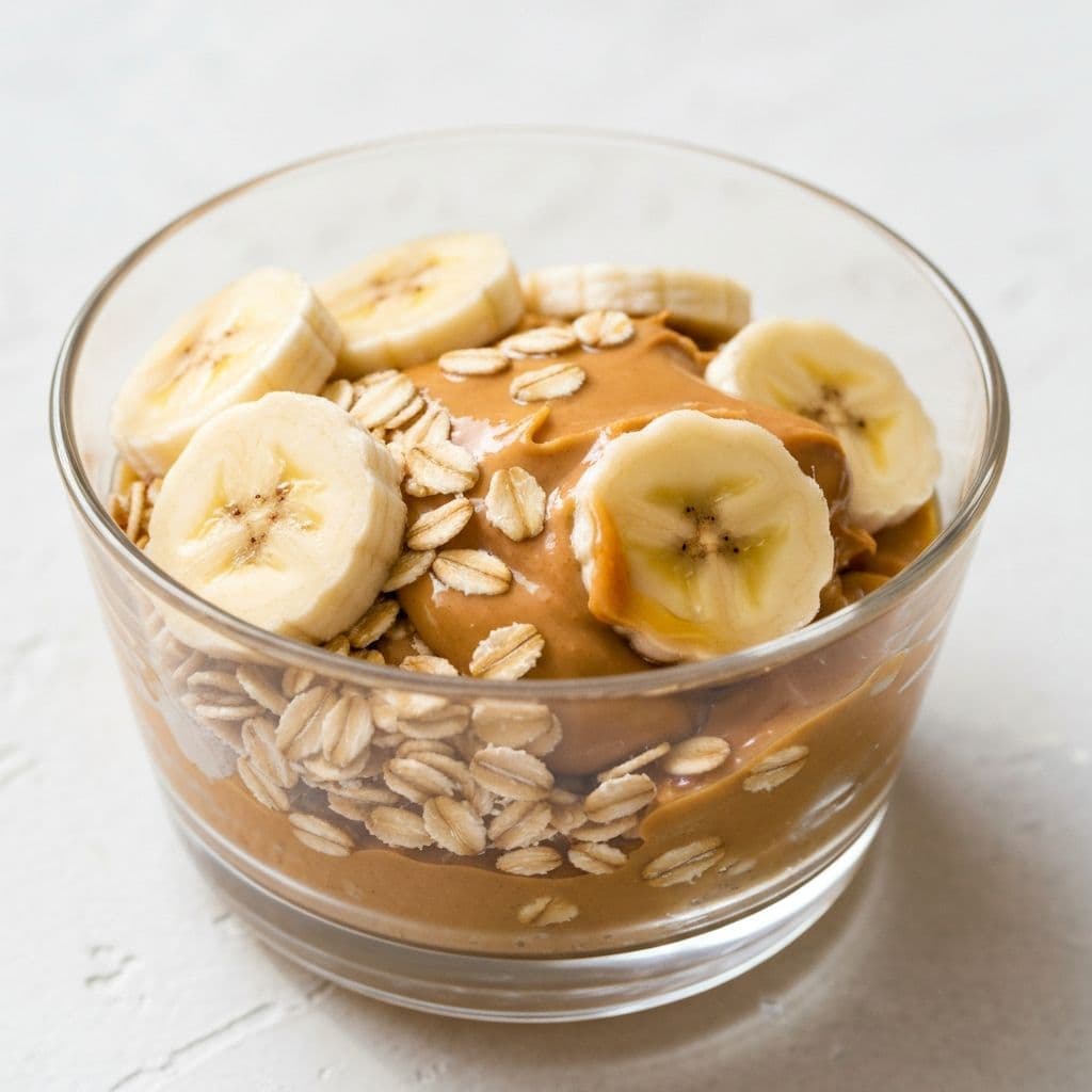 Banana, oats, and peanut butter pre-workout snack