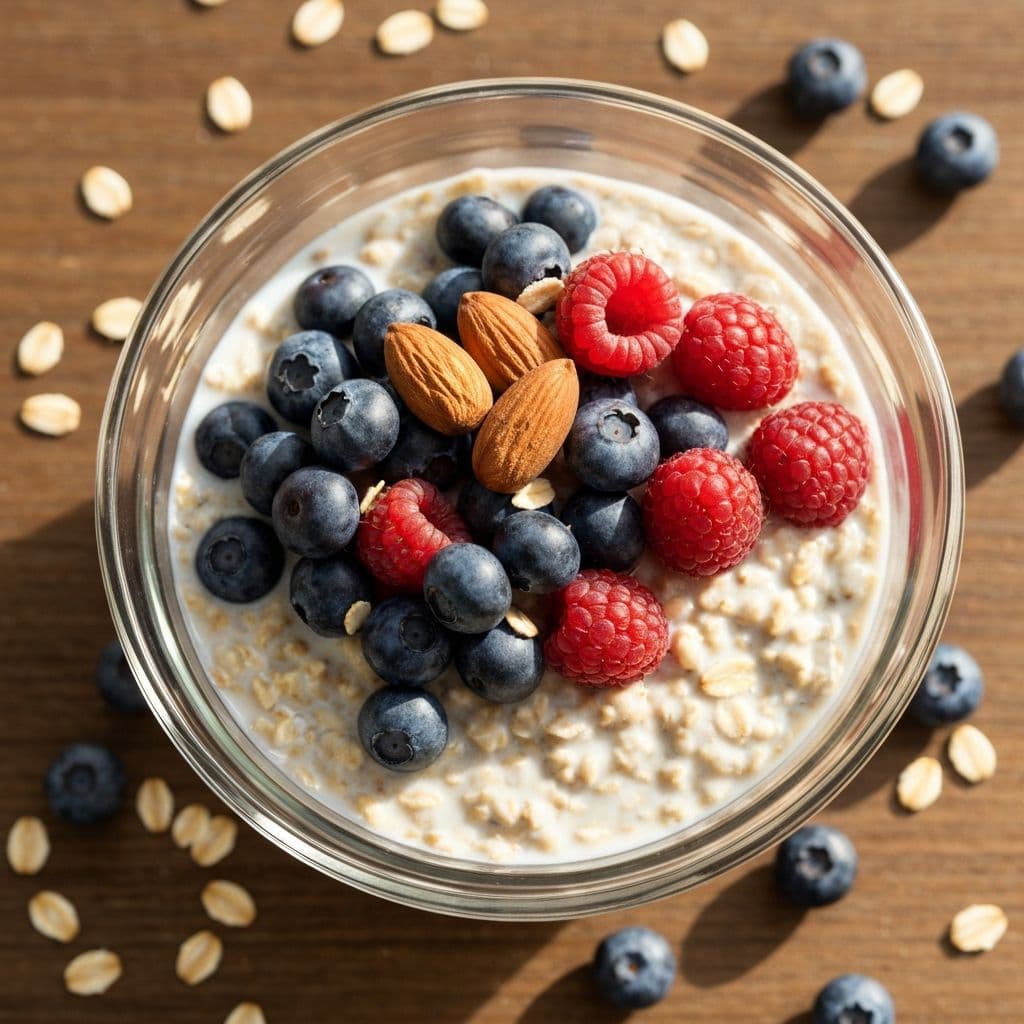 Overnight oats with berries and nuts