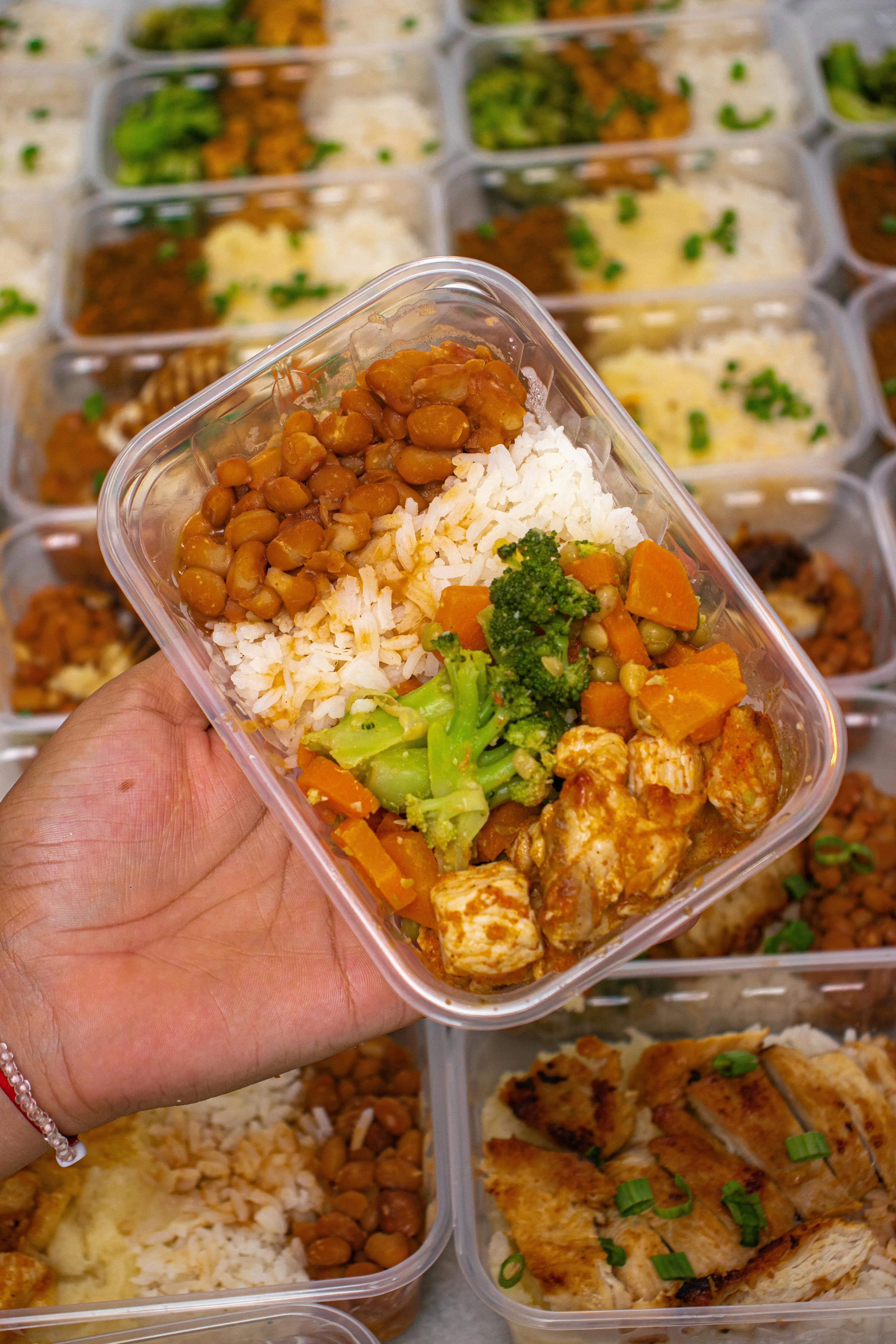 Carbohydrate-rich rice and beans meal prep for training energy
