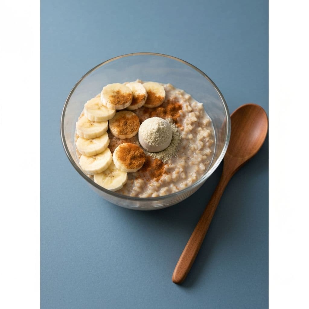 Pre-workout meal with oatmeal, fruit, and protein