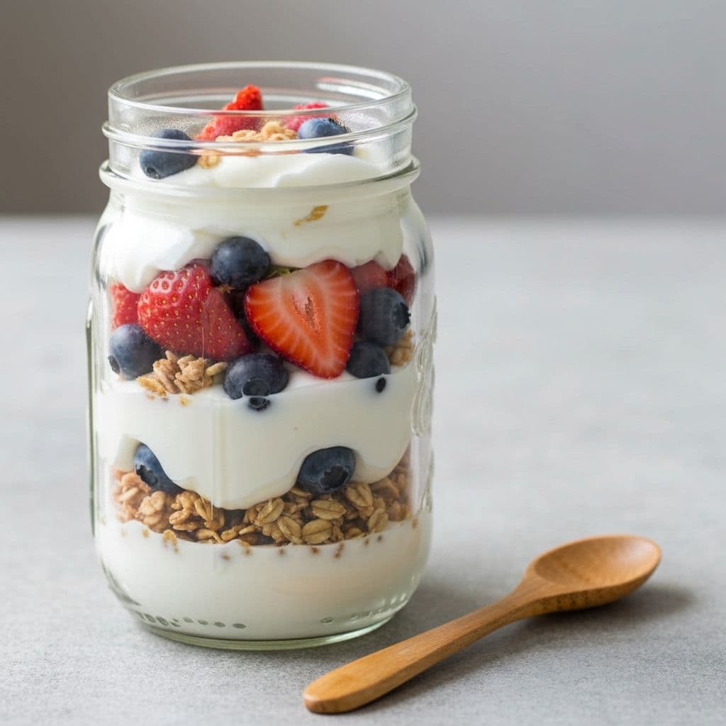 Greek yogurt parfait with berries for calcium and micronutrients